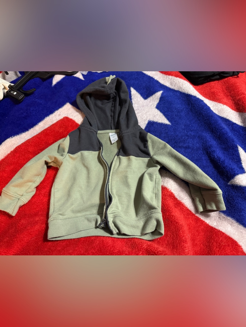 Carter's Two-Tone Olive Green and Charcoal Hooded Zip Jacket